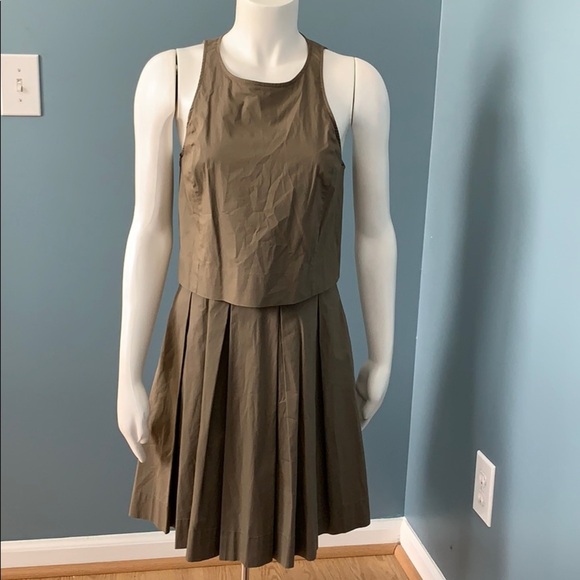 Banana Republic Brown Box Pleat Split Back Dress 6 - Picture 5 of 5